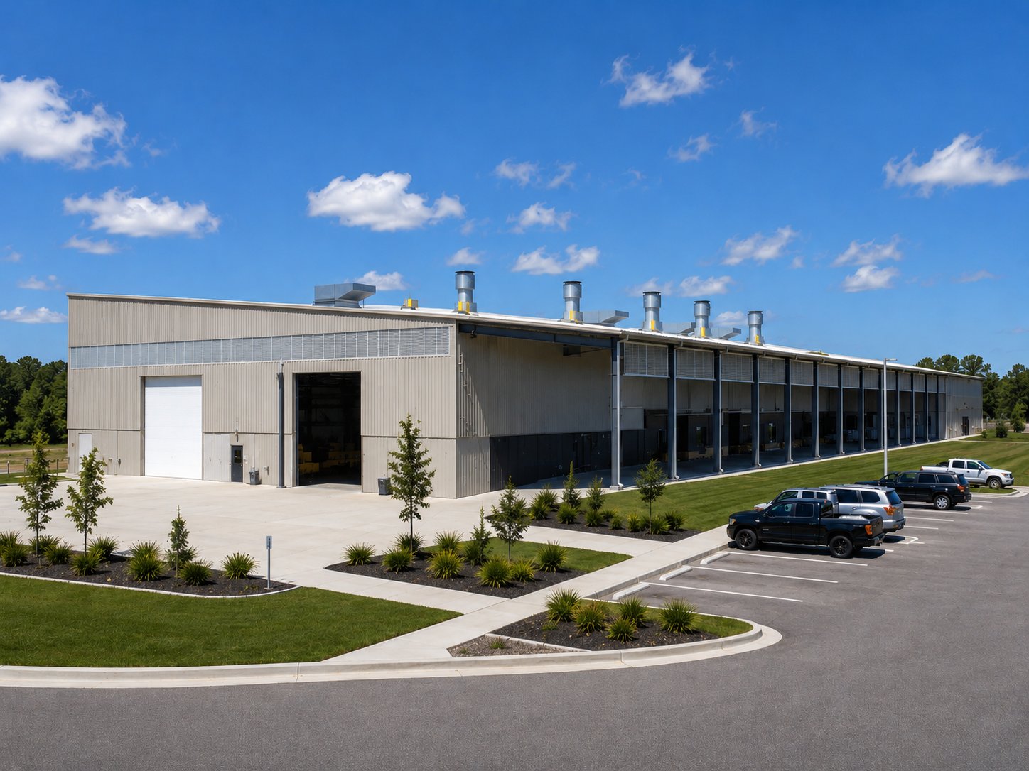 Rigid frame steel industrial building